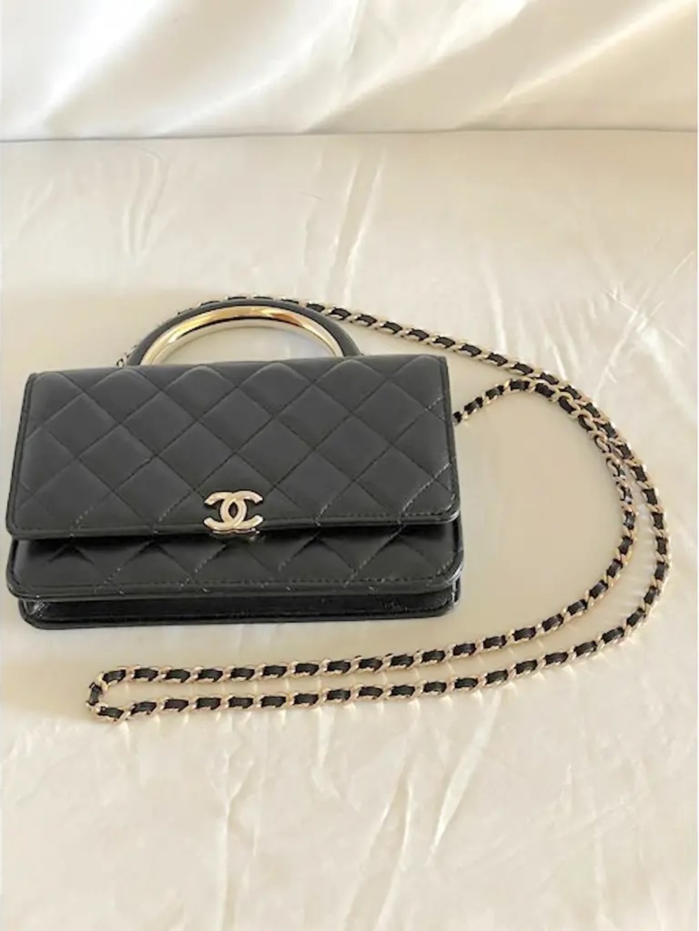 ***NEW - CHANEL Lambskin Quilted Top Handle Wallet On Chain - WOC - Picture 4 of 11